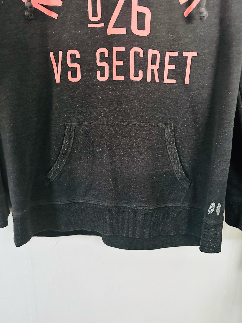 Victoria's Secret Black Pullover Hoodie with White Label MEDIUM - Picture 3 of 8